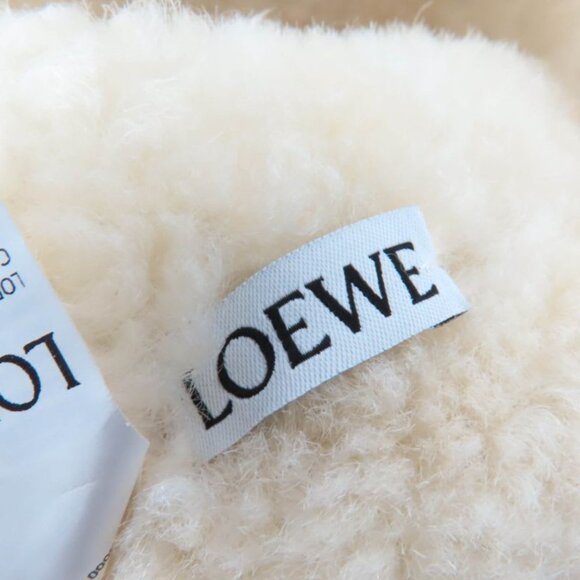 Loewe Logo Leather Shearling Bucket Hat Brown 57